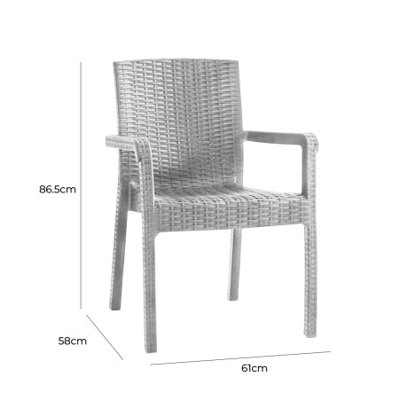Silla Jardín Rattan Exterior Balcón Apilable UV 150k Blanco