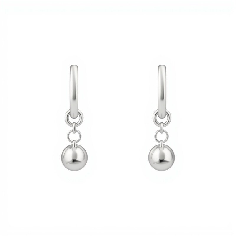 Caravanas Colgante Bola de Plata- Plata 925- Sin Piedra- CA4110 sinpiedra