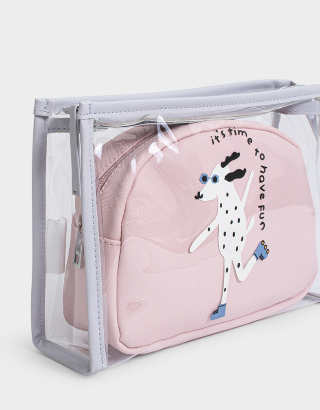 Porta Cosméticos Estampados Set De Porta Cosméticos Perrito - Combinacion Bicolor