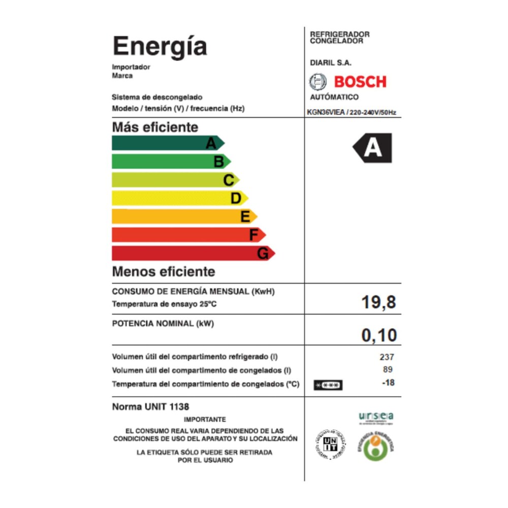 REFRIGERADOR GRIS 326 LITROS KGN36VIEA