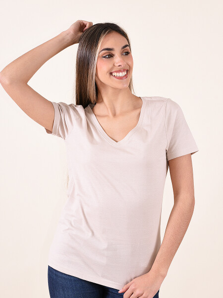 REMERA BASICA AMELIE BEIGE MELANGE