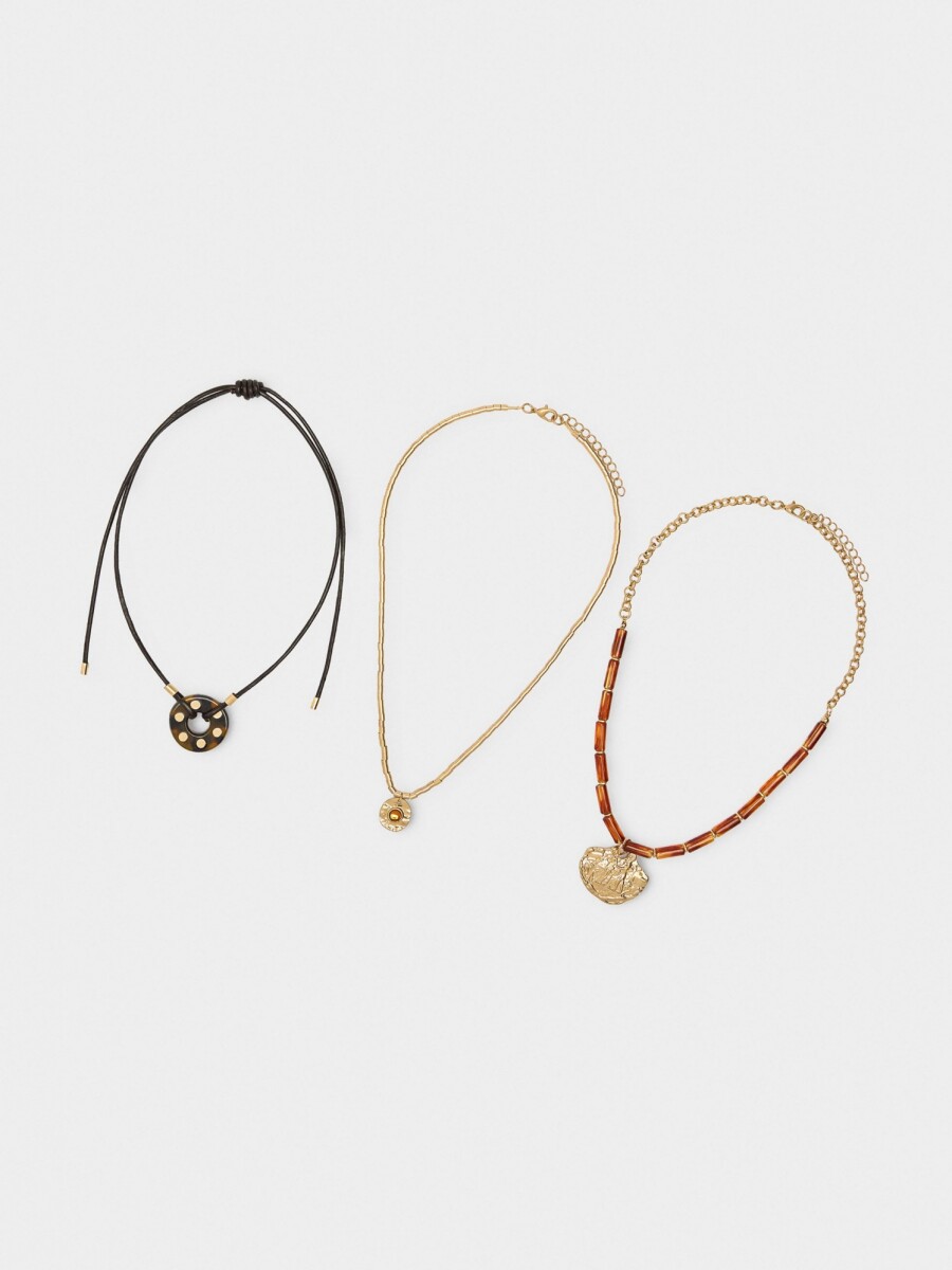 Set De Collares Efecto Carey marron