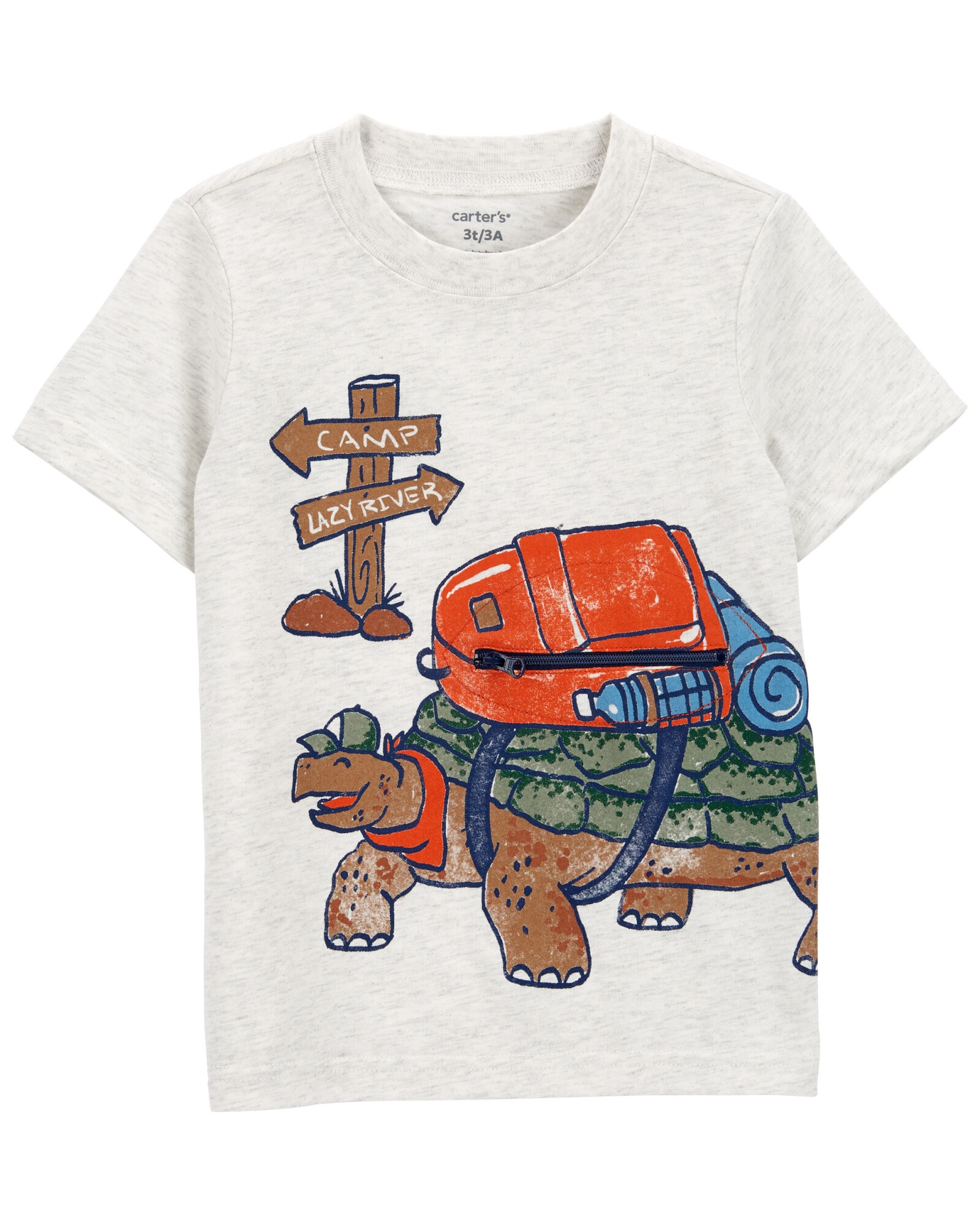 Remera de algodón, manga corta, estampa tortuga. Talles 12-24M Sin color