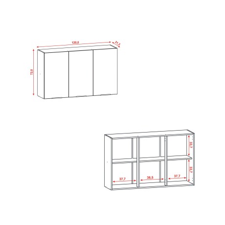 MUEBLE BAJO MESADA PARA COCINA DOS PUERTAS TRES CAJONES DE 1.20CM