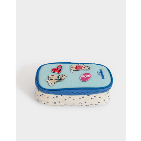 Cartuchera Con Parches Bordados Para Personalizar Azul Celeste
