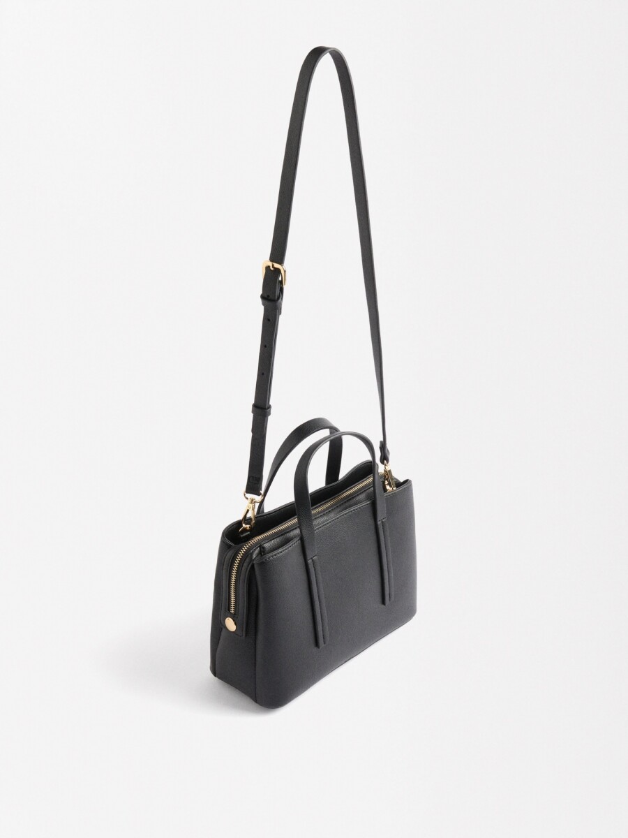 Bolso Tote Con Bandolera negro