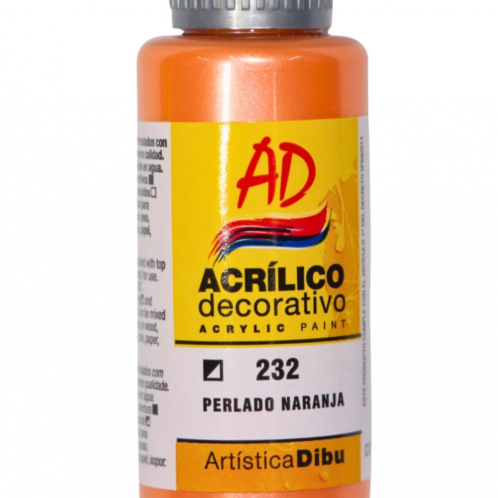 PINTURA ACRILICA ARTISTICA DIBU 60 ML. DIFERENTES COLORES COLOR PERLADO NARANJA 232