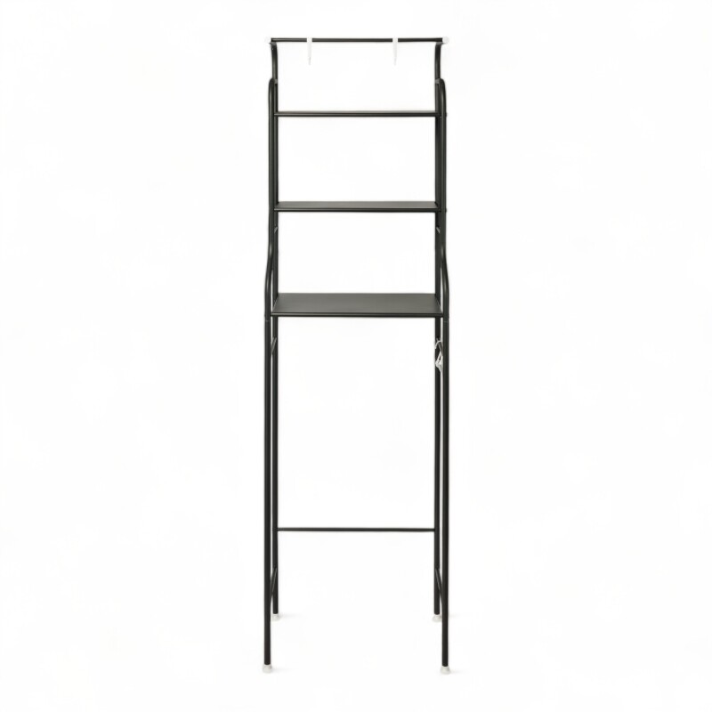Mueble Metal Organizador Rack Sobre Inodoro tres estantes Negro