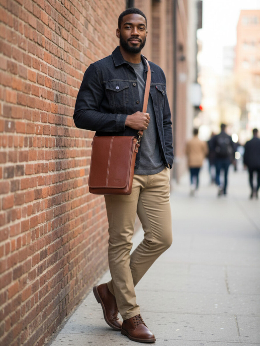 Morral con solapa mediano - Marrón 