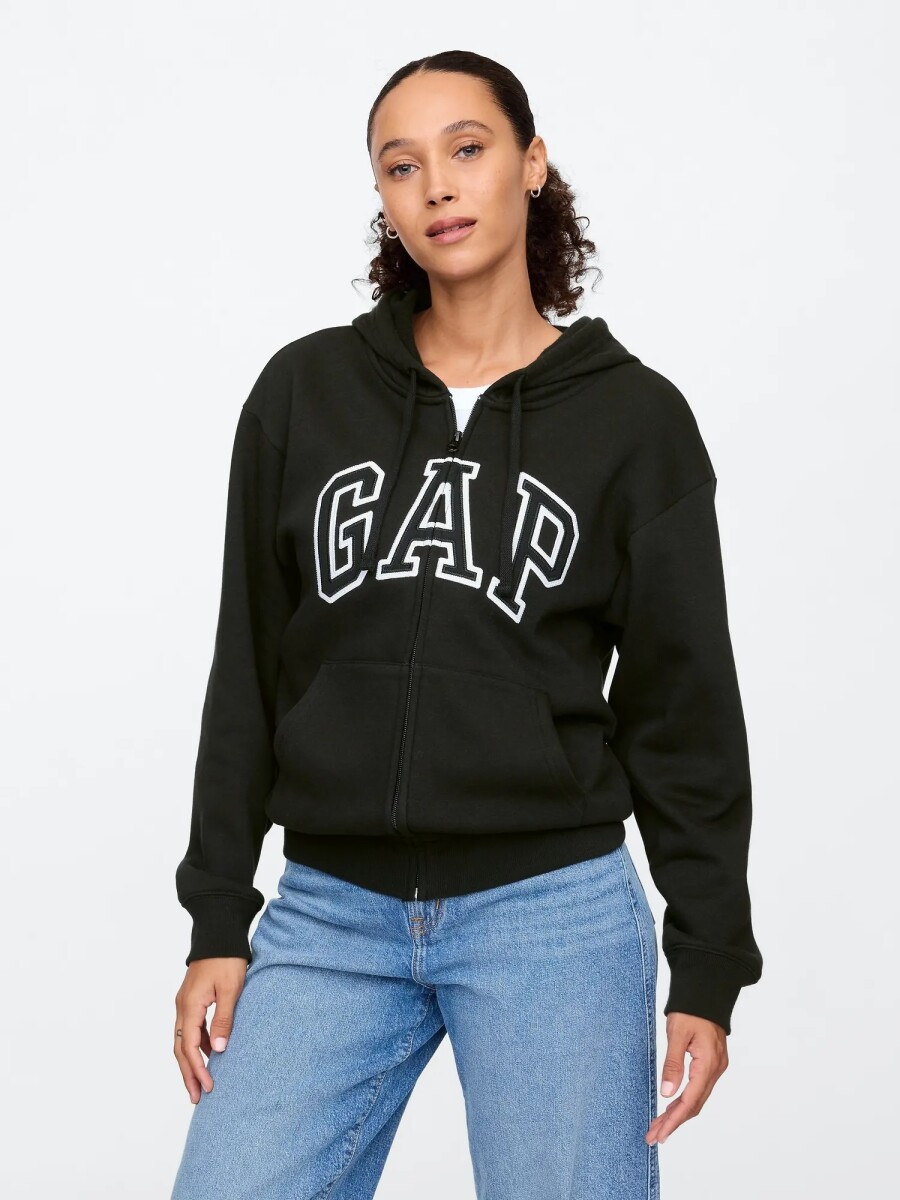Canguro Con Cierre Logo Gap Mujer - True Black V2 