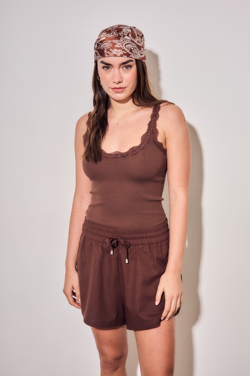 Musculosa Con Encaje Chocolate