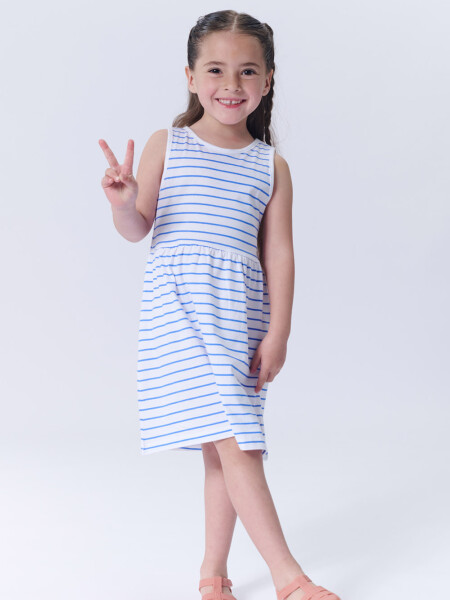 Vestido musculosa Rayado Azul
