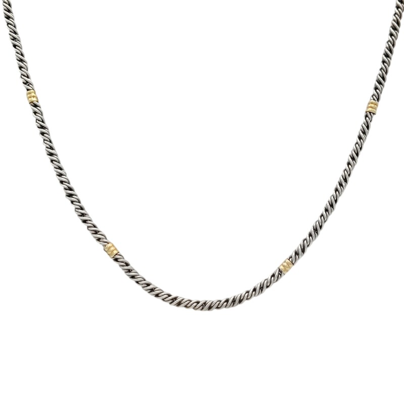 Cadena Tourbillon-Plata y Oro-Sin Piedra-CD5075 Sinpiedra