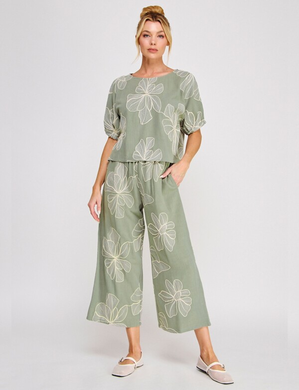 Blusa Lino Bordado VERDE