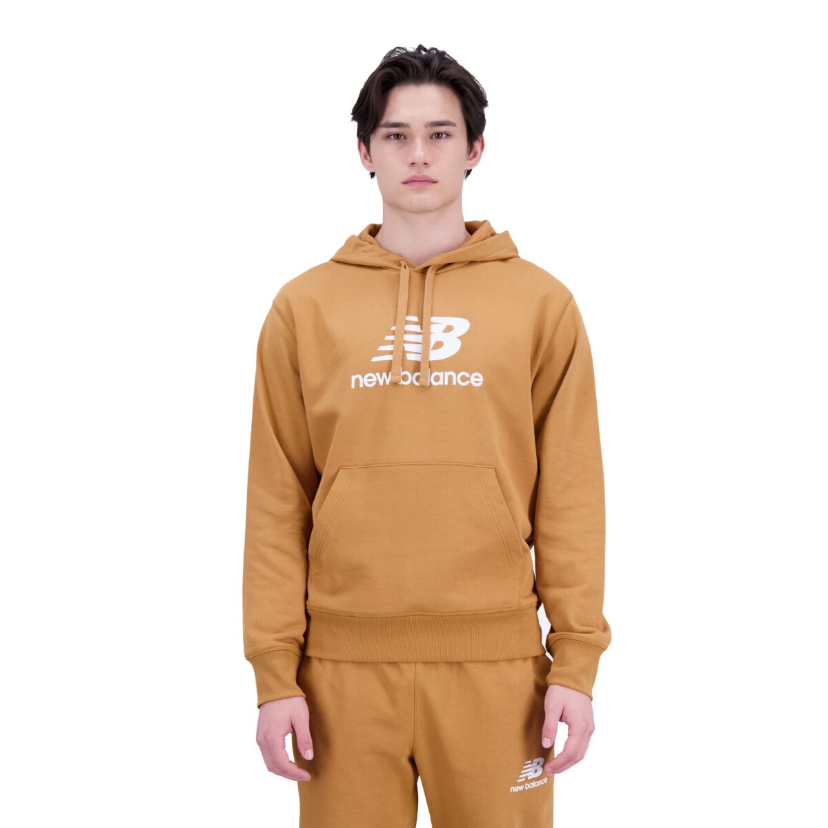 Canguro New Balance Hombre Essentials Stacked Logo French Terry Hoodie - S/C 