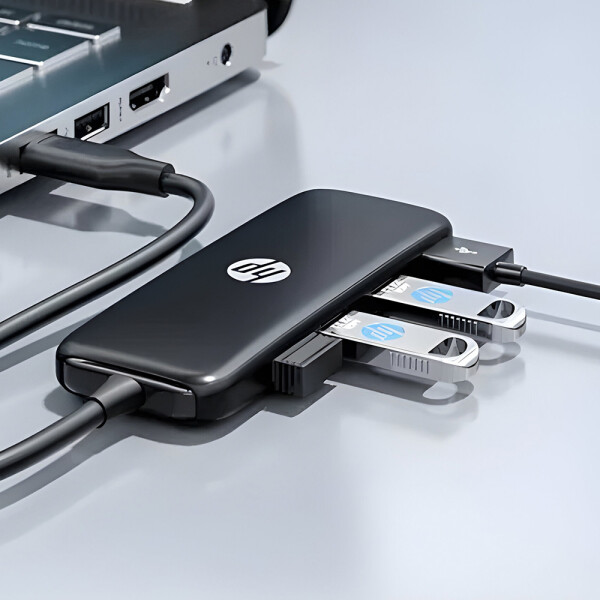 Adapatador Hub HP Alumino 4 Puertos USB DHC-CT110 3.0 Color Negro