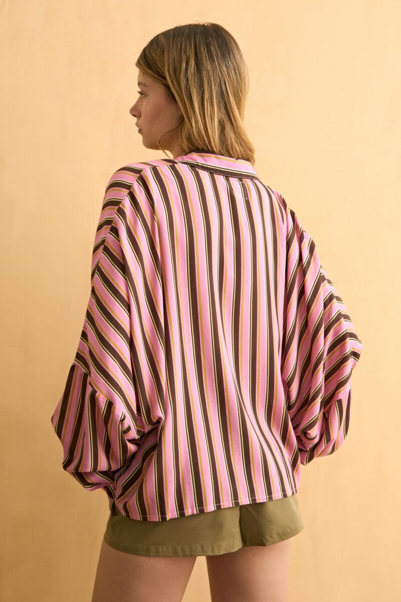 Camisa rayas alma lavada marrón