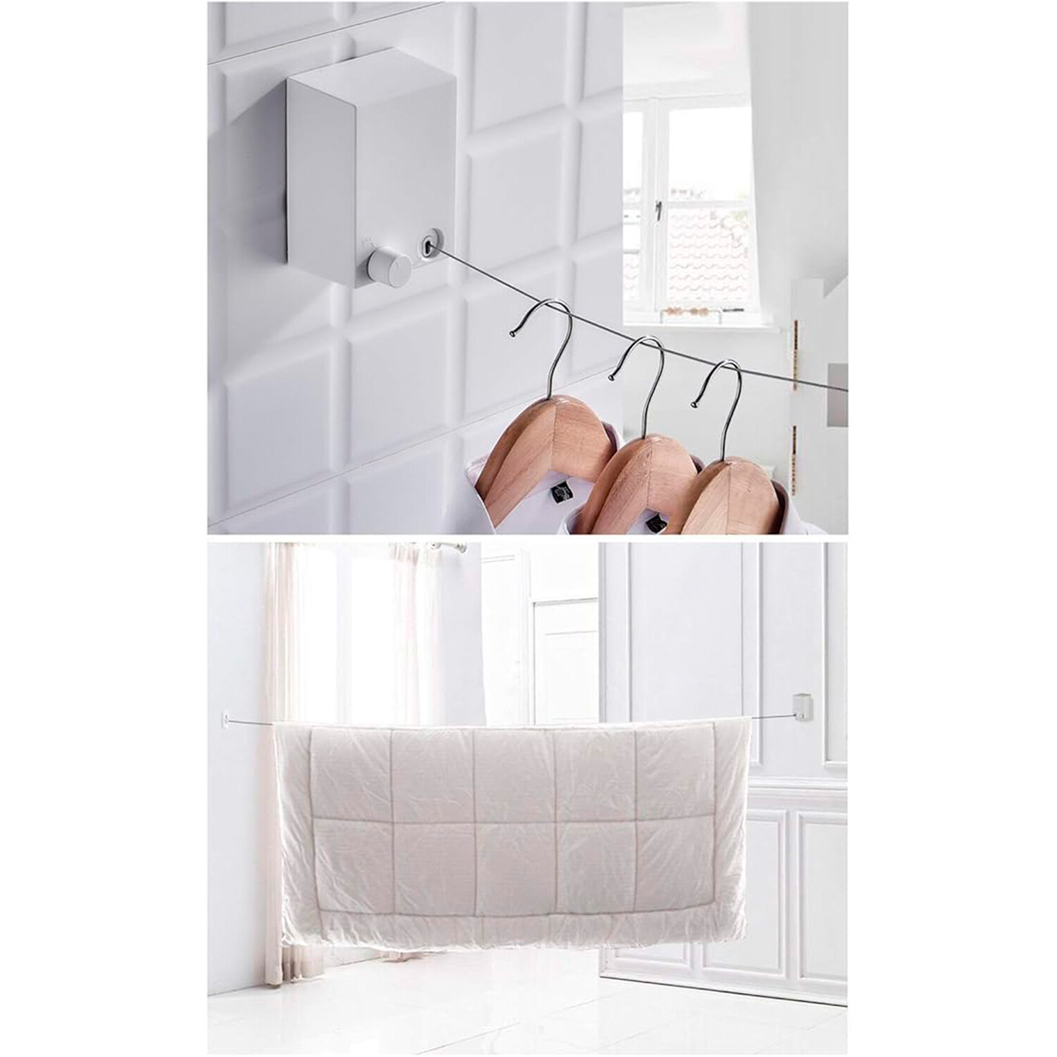 Tendedero Extensible Colgar Ropa Pared Cuerda Acero 4.2 mts Atrix