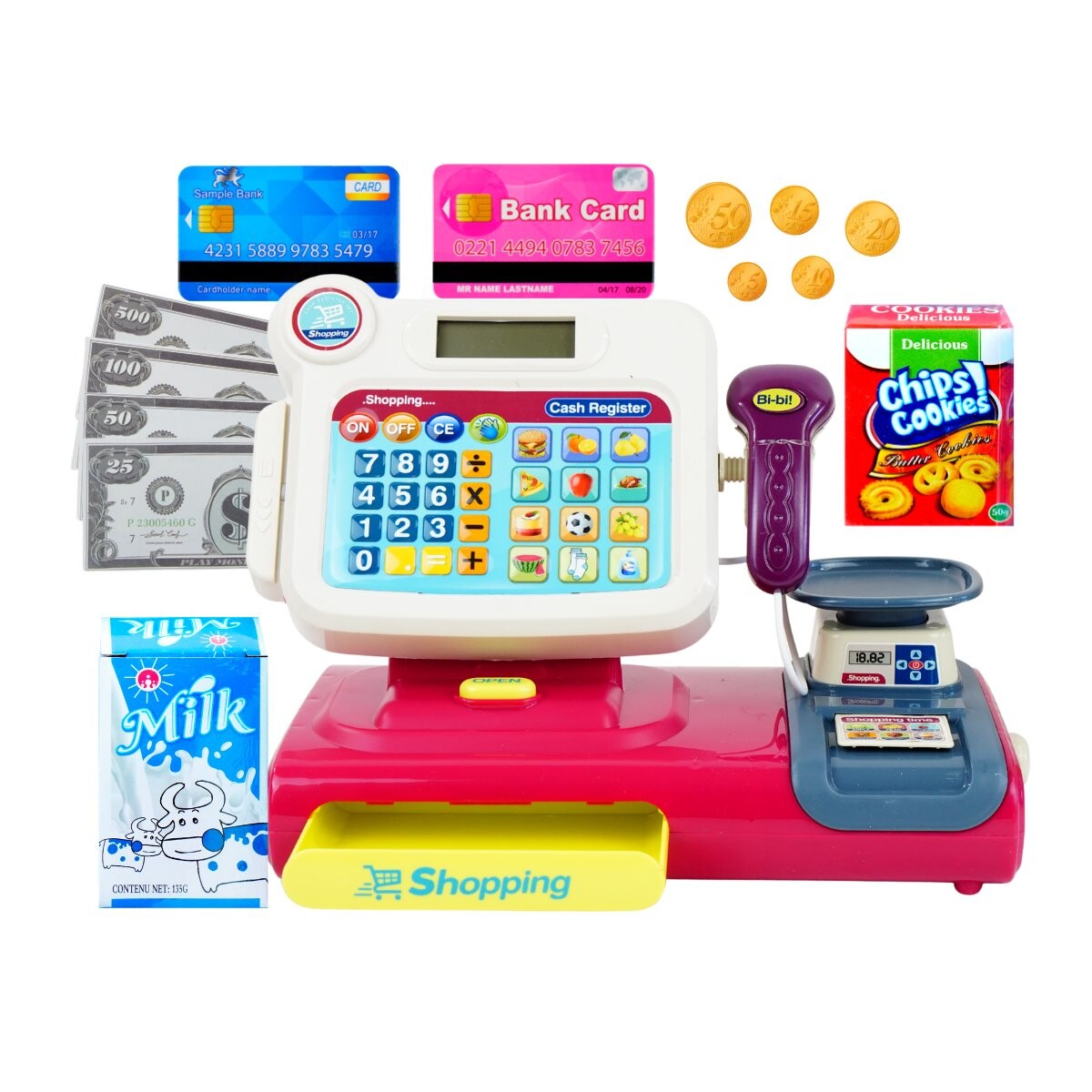 Caja registradora con scanner y accesorios 