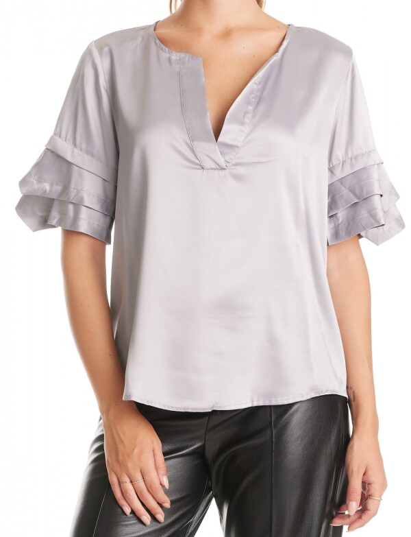 Blusa Saten Volados GRIS