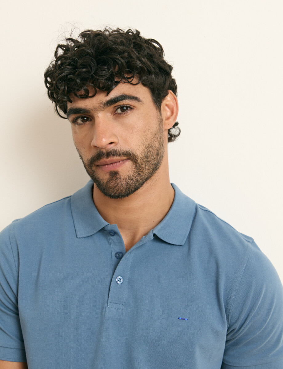 520752 REMERA HARRINGTON LABEL Azul Piedra Melange