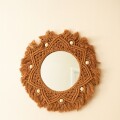 Espejo Redondo Tejido En Macrame Con Estilo Desflecado Macramar chico