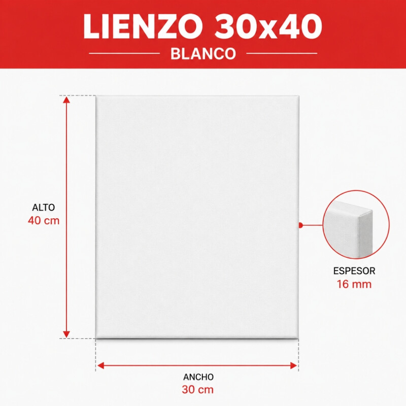 Set x5 Lienzos de 30x40 BLANCO