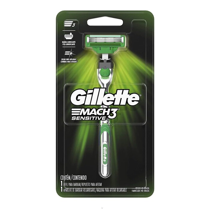 GILLETTE MACH 3 MAQUINA SENSITI RECARGAB única