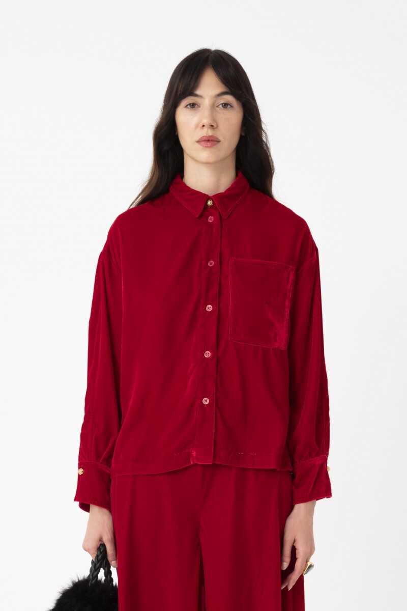 Camisa con bolsillos delantero Rojo