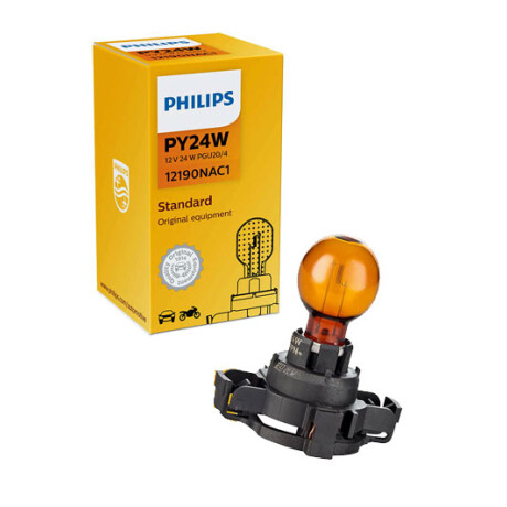 LAMPARA - 12V PY24W AMBAR SE ÑALERO CLIO 4 MBENZ CLASE C A4 PHILIPS LAMPARA - 12V PY24W AMBAR SE ÑALERO CLIO 4 MBENZ CLASE C A4 PHILIPS