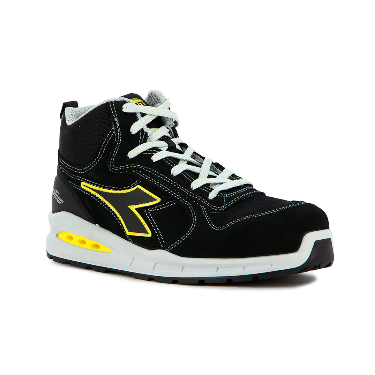 Diadora Safety Shoes Upper Pu Outsolerun Net Ab Mid S3s - Negro-negro 