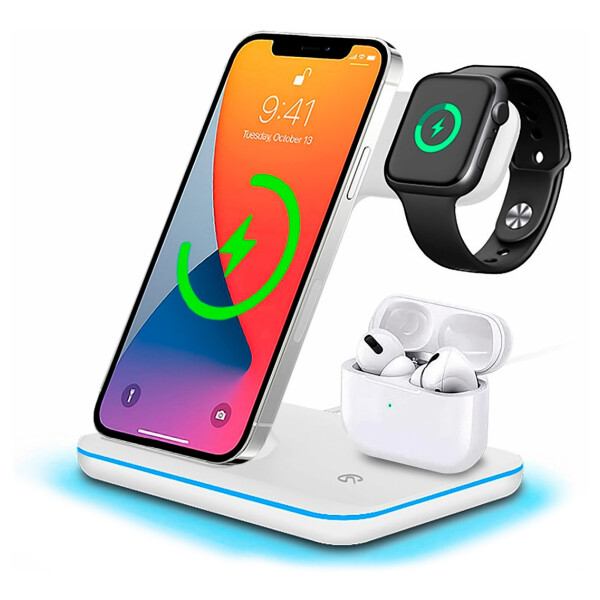 Estacion De Carga iPhone Apple Watch AirPods Carga Rapida Color