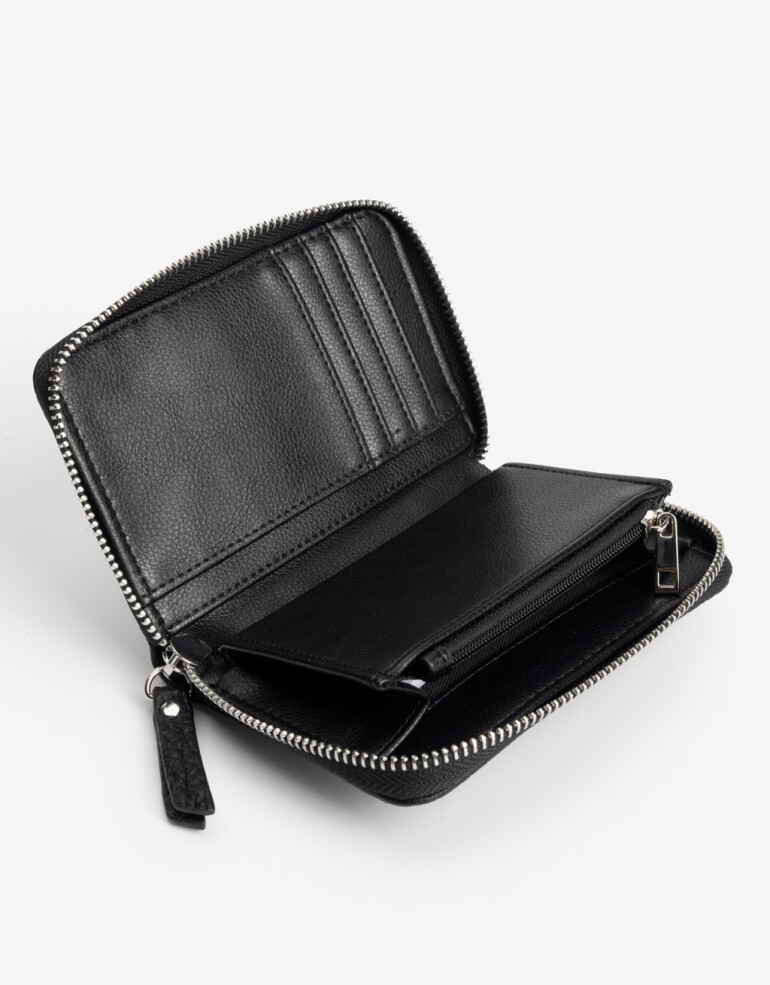 Billetera Zip Round Billetera Con Cierre Cremallera - Negro