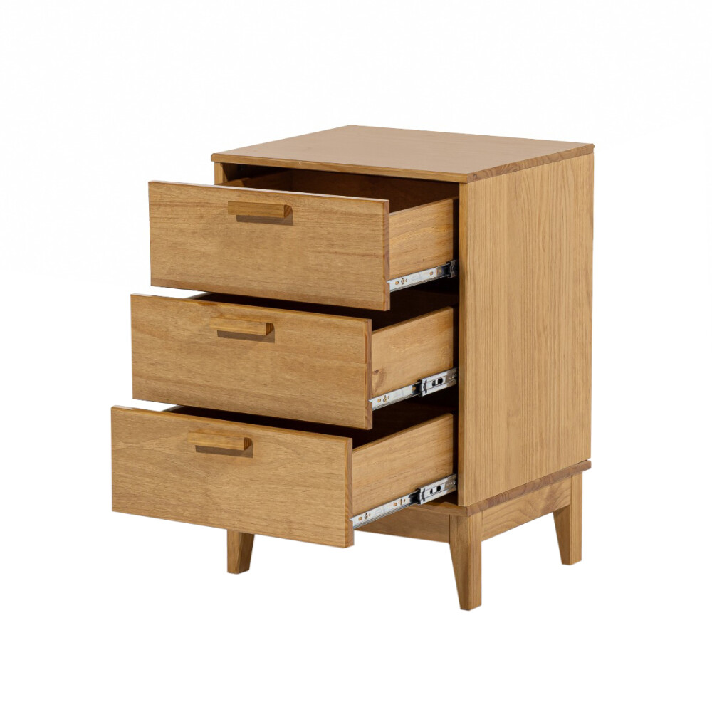 MESA DE LUZ O NOCHE 3 CAJONES EN MADERA MACIZA COLOR MADERA