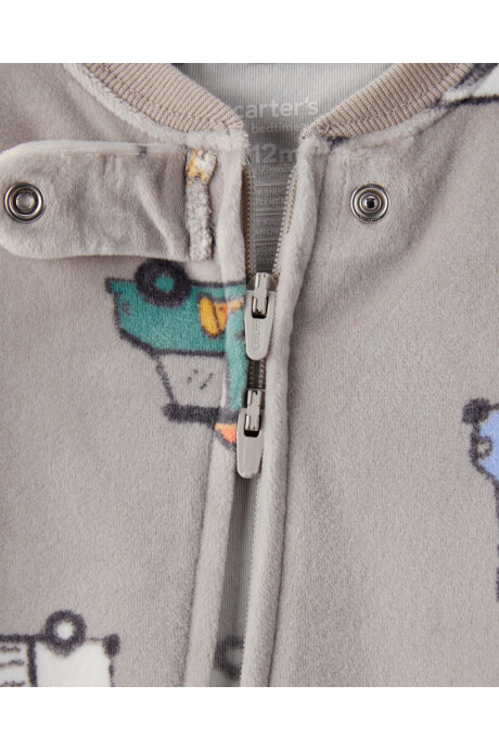 Pijama una pieza de micropolar, con pie, diseño camiones de comida Sin color