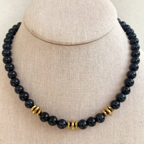 Collar NERO en acero y piedras naturales Collar NERO en acero y piedras naturales