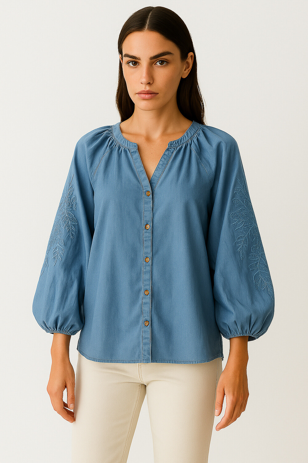 Camisa Zanira Celeste Claro