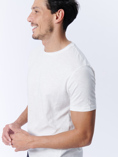 Remera Manga Corta Slub Blanca