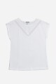 Remera con detalle en broderie BLANCO