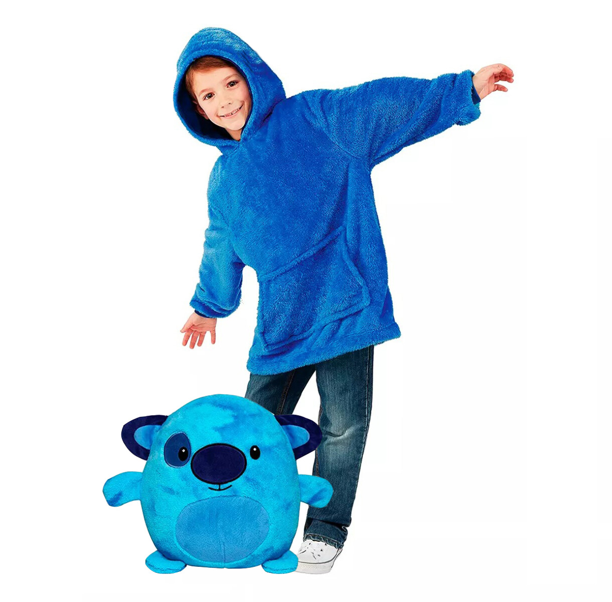 Buzo Polar Magico Canguro Peluche P/ Niños Diseños - Azul 