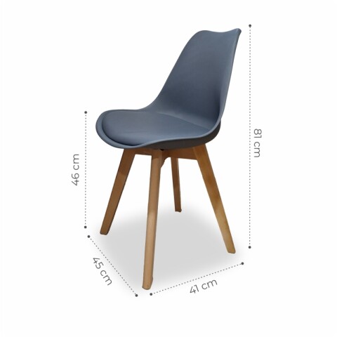 Juego de Comedor de 4 Sillas Eames Tulip con Asiento Acolchado y Mesa Rectangular Patas de Madera Gris