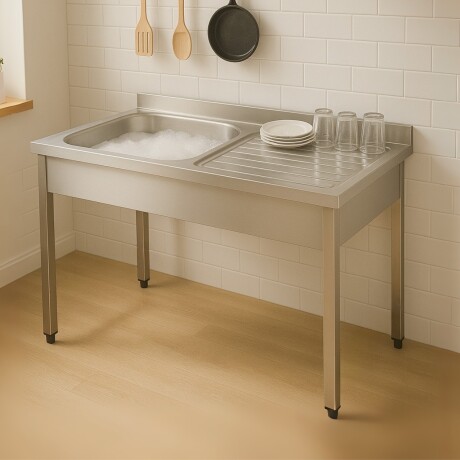 Mesada de Lavado con 1 Pileta a la Izquierda de Acero Inoxidable 120 x 60 x 85 cm Mesada de Lavado con 1 Pileta a la Izquierda de Acero Inoxidable 120 x 60 x 85 cm