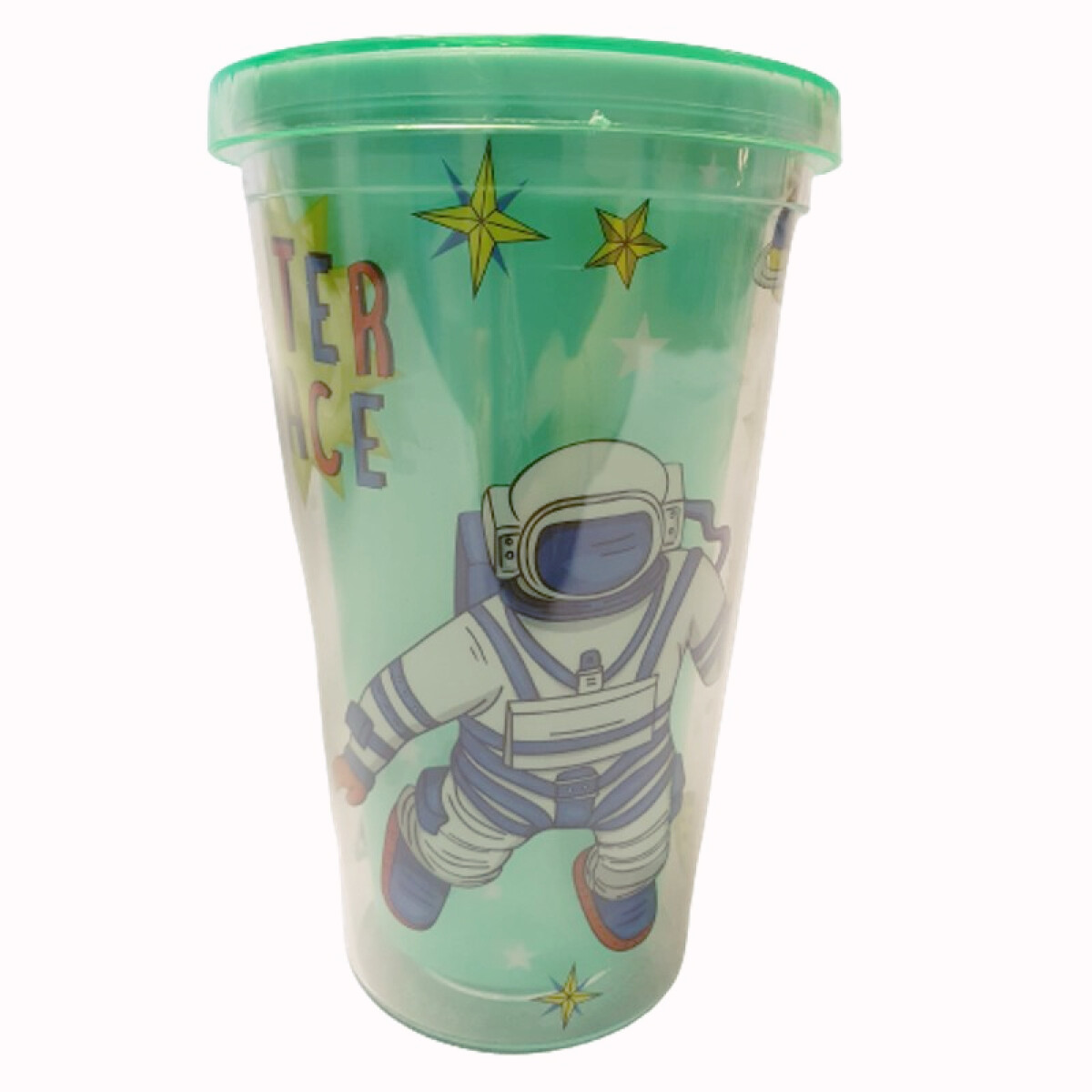 Vaso con Sorbito Diseño Astronauta - Verde v 