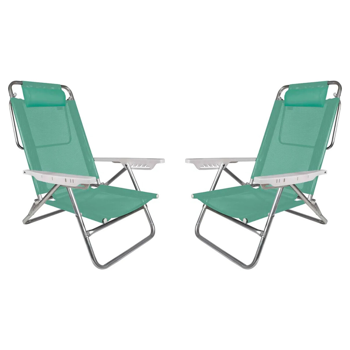 Set X2 Reposeras Sillas Almohada 6Posiciones Alum Mor Summer - Verde Claro 
