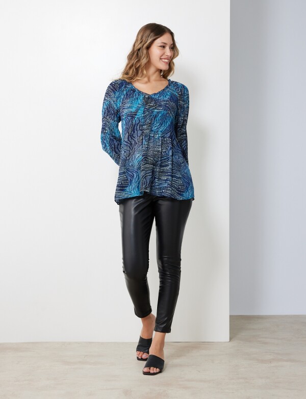 Blusa Plisada AZUL/MULTI