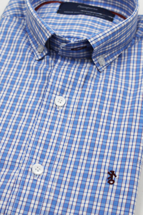 Camisa de Hombre Premium a Cuadros Cuadros Celestes