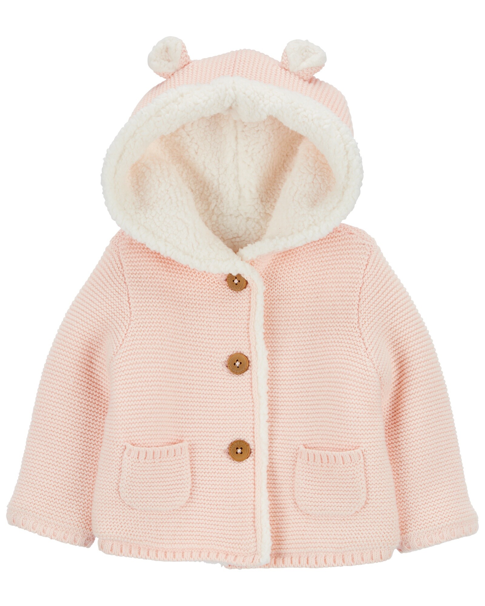 Campera de algodón, con forro de sherpa, rosada Sin color