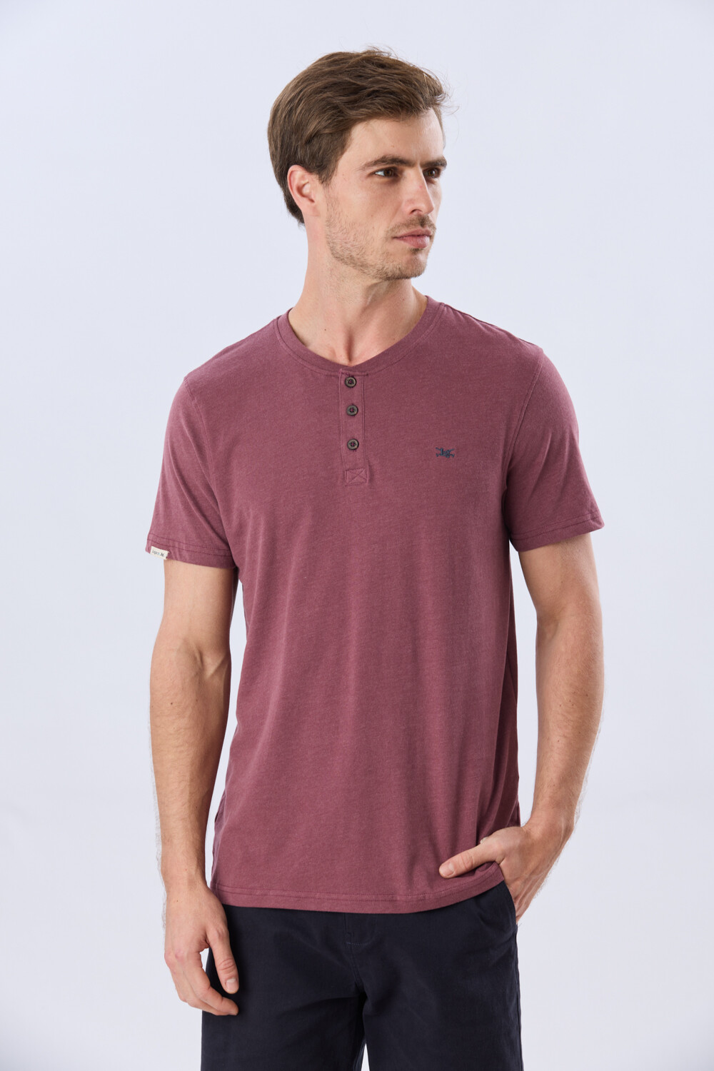 REMERA LISA DE ALGODÓN Bordo Melange