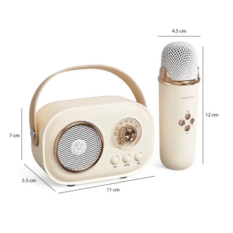 Parlante Vintage Bluetooth y Micrófono Inalámbrico Karaoke Beige