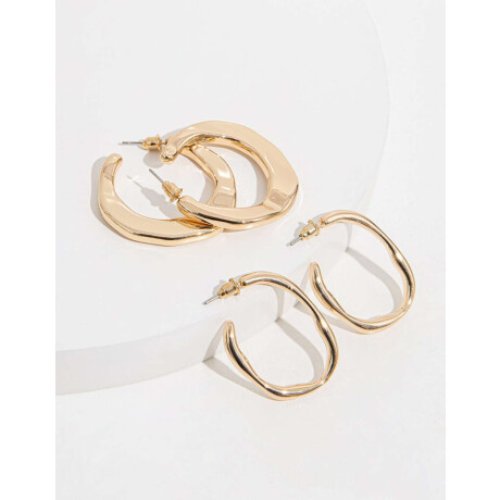 Aros Argollas Set Metal Dorado